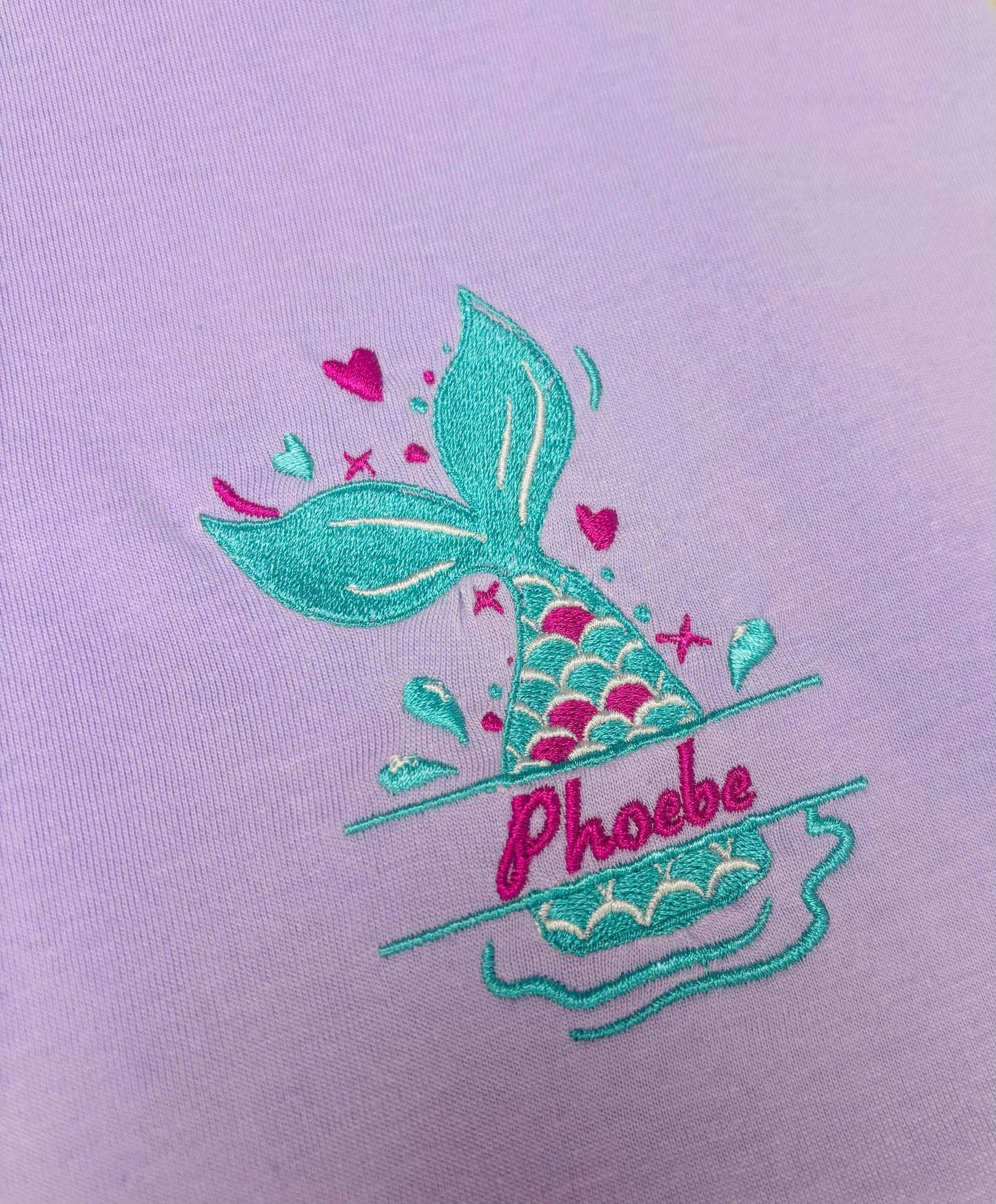 Personalized Mermaid Embroidered T-Shirt for Kids – 100% Heavy Cotton