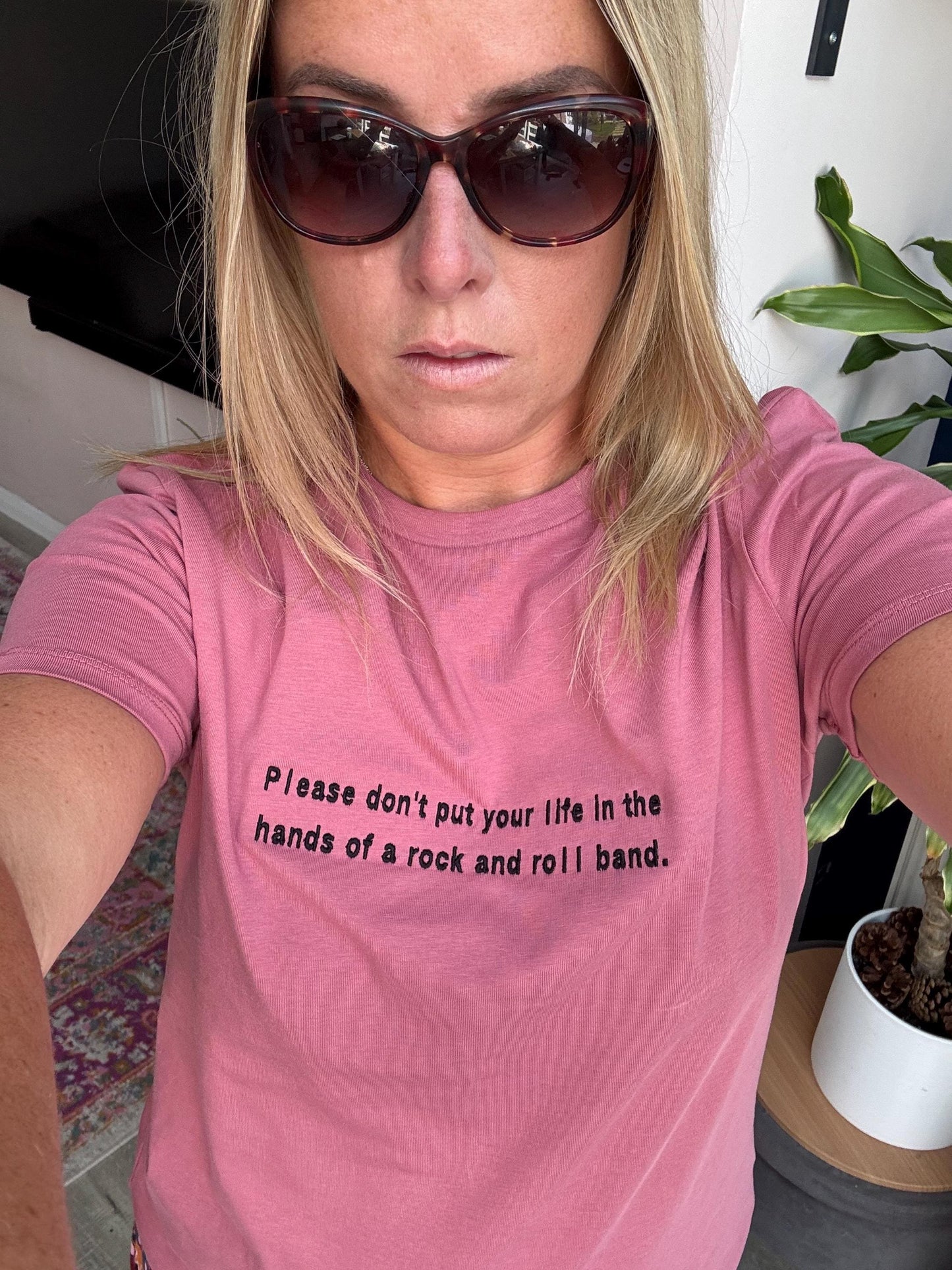 Oasis Lyric Embroidered T-Shirt – “Please don’t put your life…” | 100% Organic Cotton | Unisex | XS–5XL | Multiple Colors