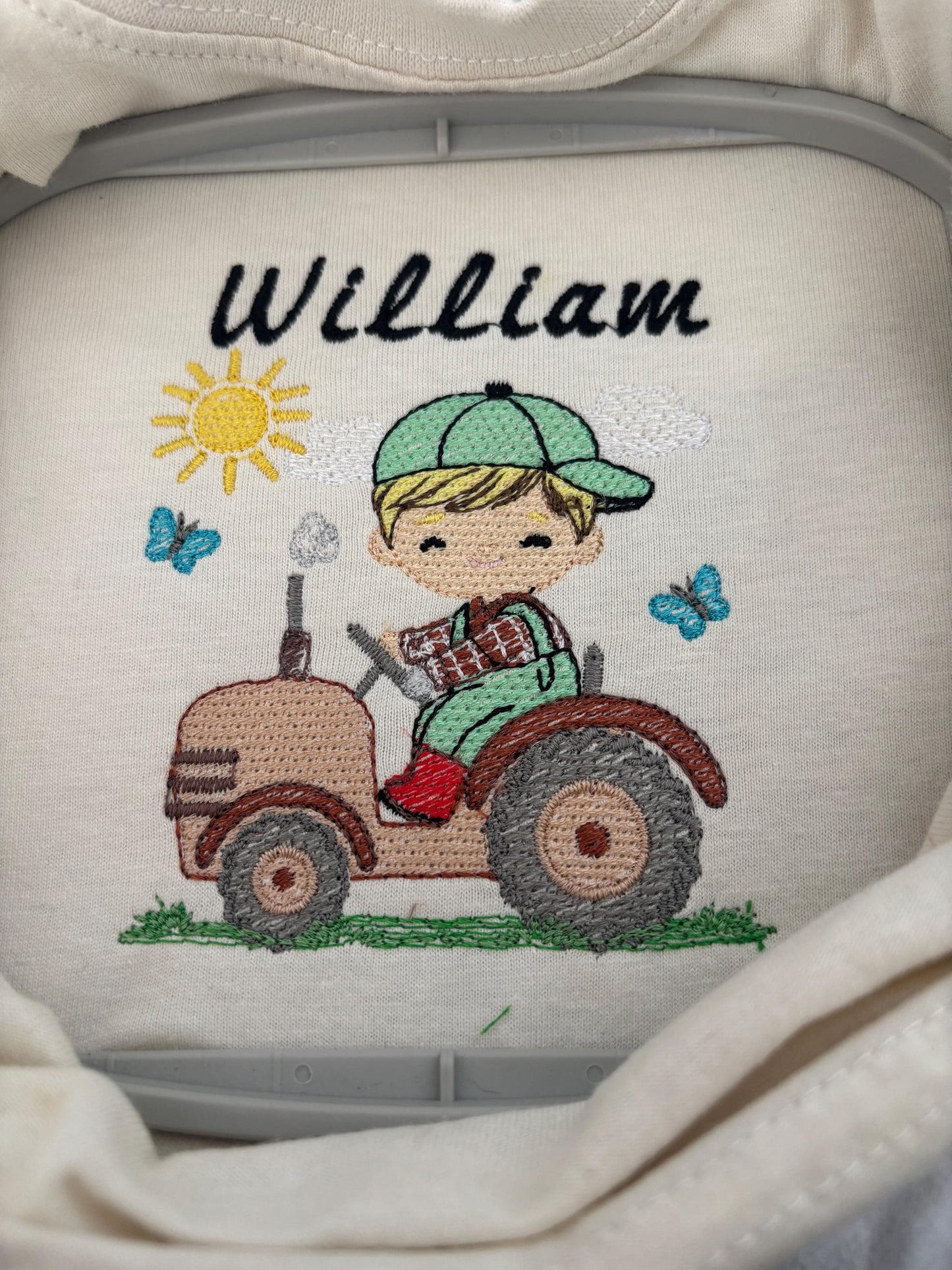 Personalised Tractor T-Shirt for Toddlers – Embroidered on 100% Organic Cotton