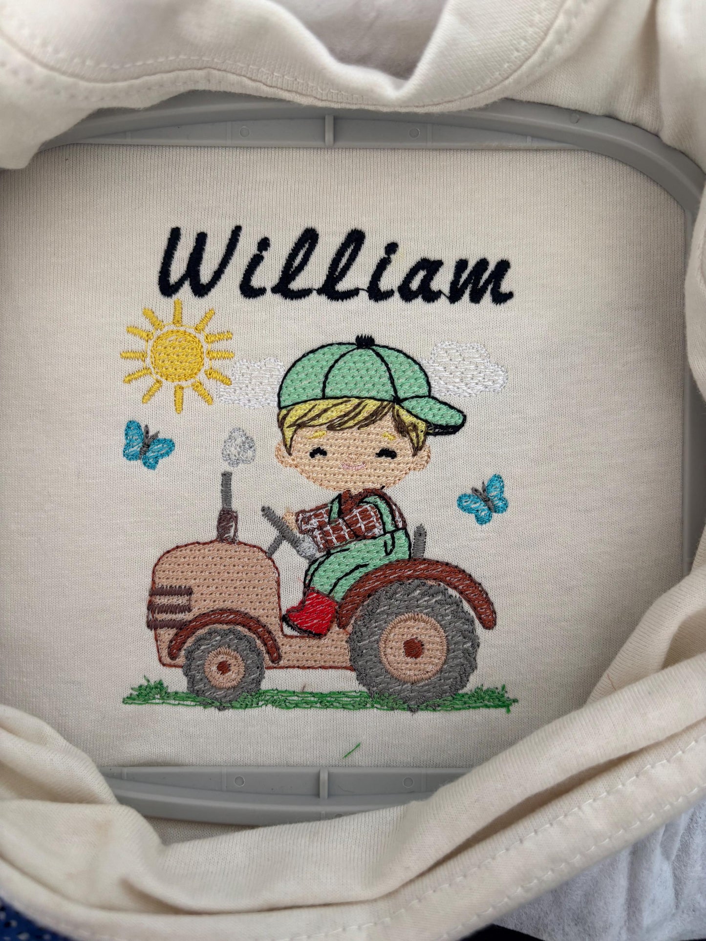 Personalised Tractor T-Shirt for Toddlers – Embroidered on 100% Organic Cotton