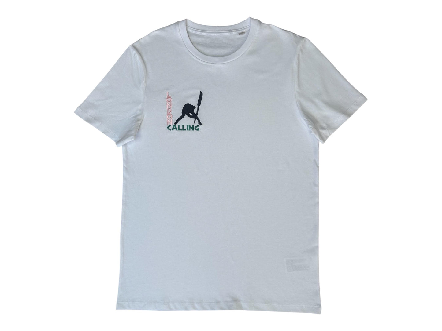 The Clash London Calling Embroidered T-Shirt | 100% Organic Cotton | Unisex | White Tee | XXS–XXL