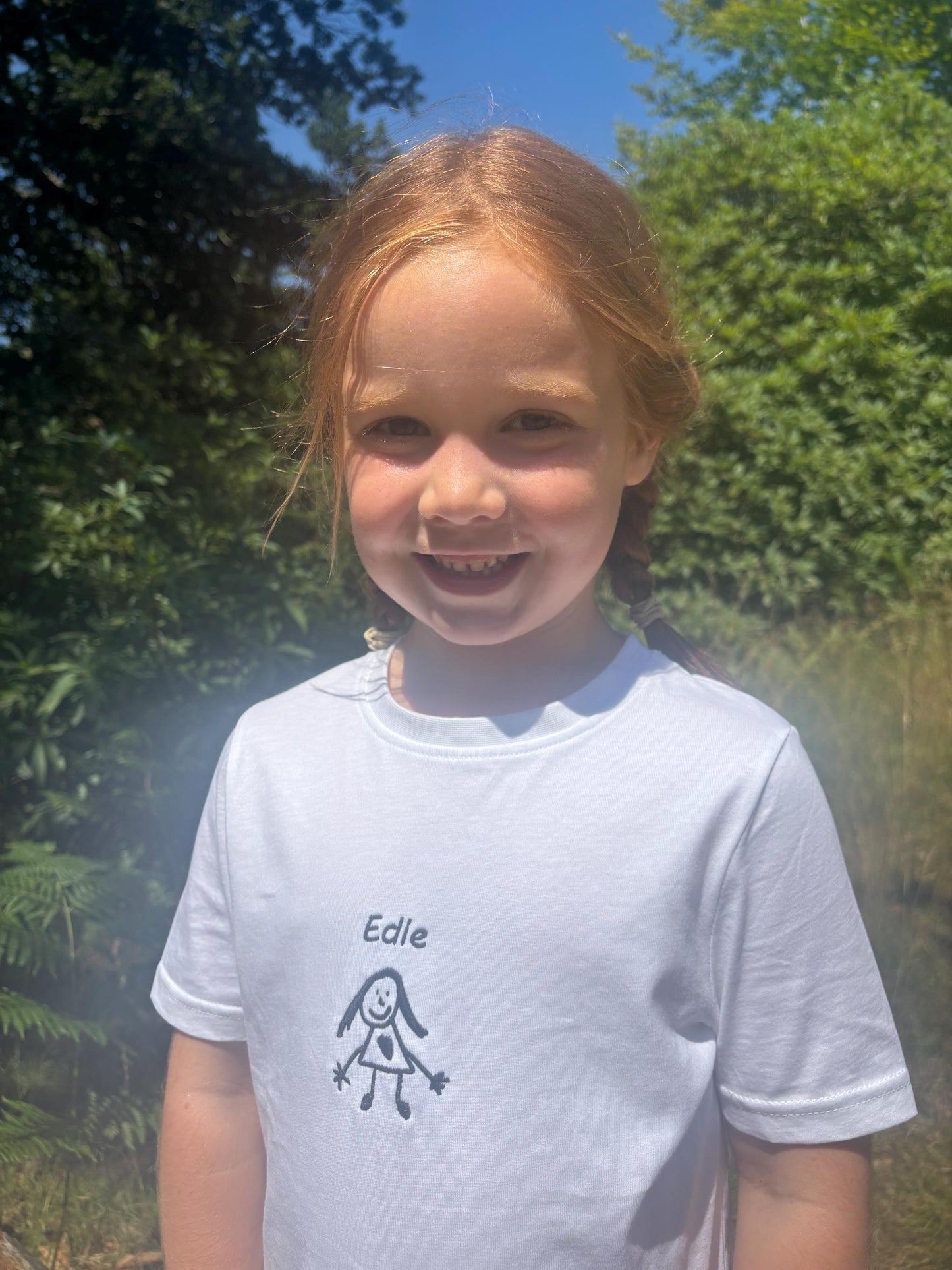 Personalised Kids Drawing Embroidered T-Shirt – Custom Child Art Shirt on 100% Cotton | Sizes 3-12yrs | Unique Gift for Kids