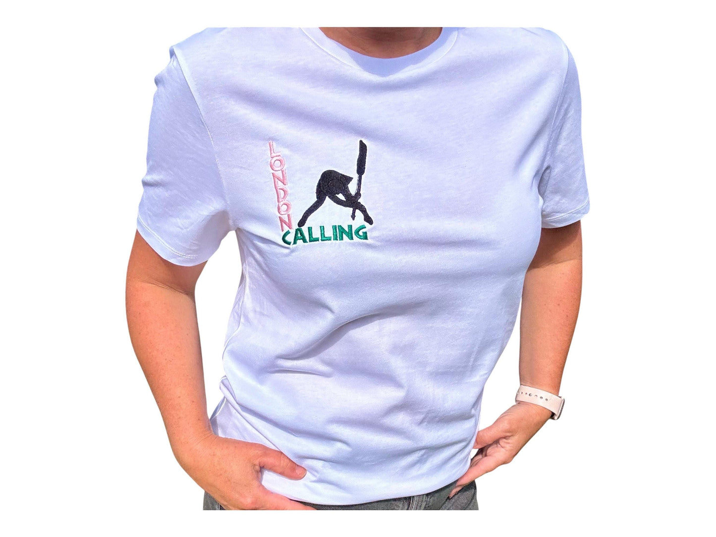 The Clash London Calling Embroidered T-Shirt | 100% Organic Cotton | Unisex | White Tee | XXS–XXL