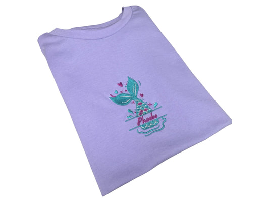 Personalized Mermaid Embroidered T-Shirt for Kids – 100% Heavy Cotton