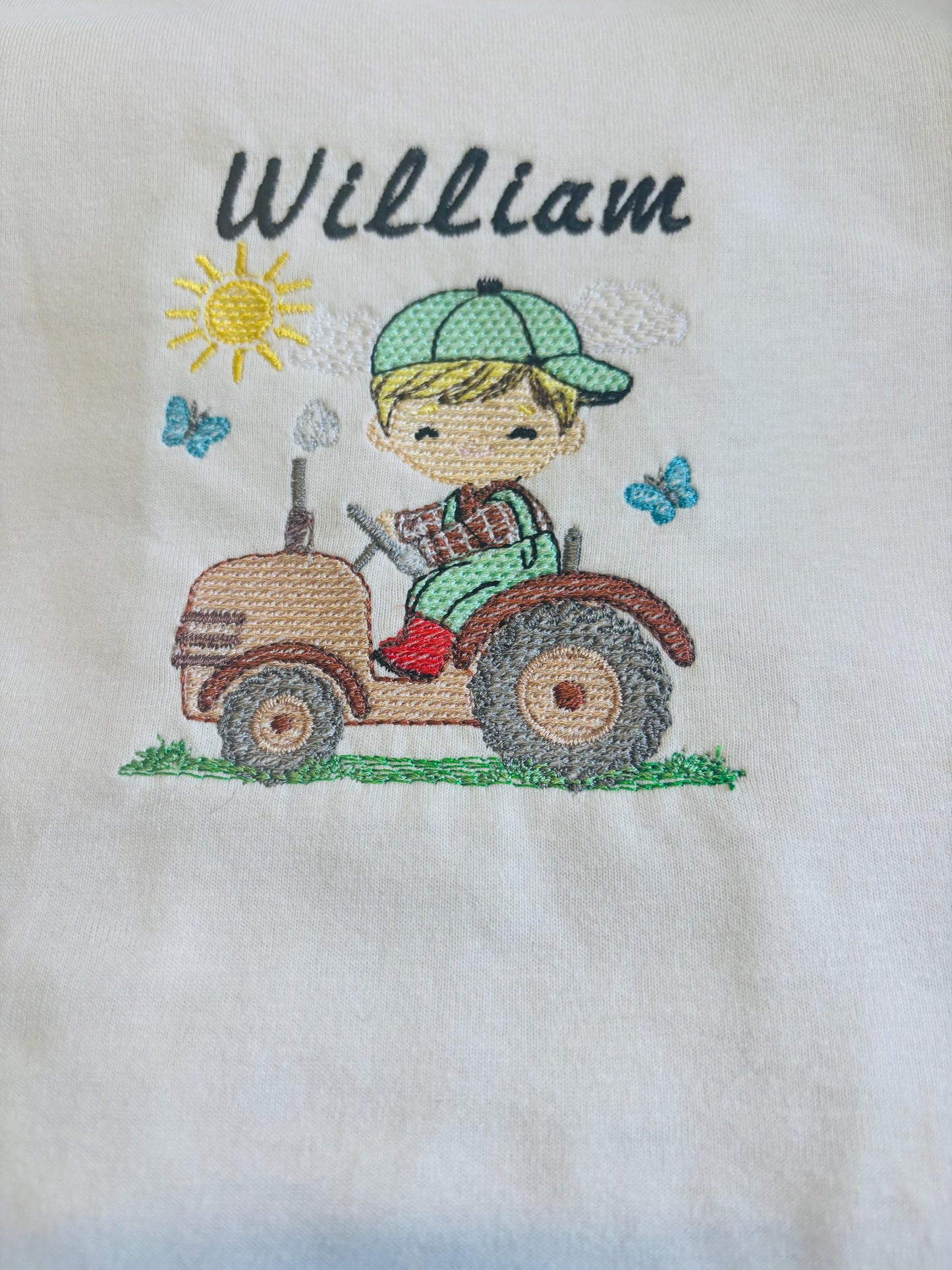 Personalised Tractor T-Shirt for Toddlers – Embroidered on 100% Organic Cotton