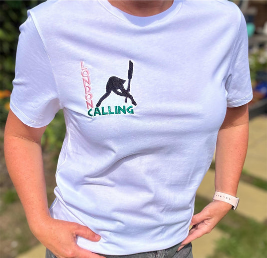 The Clash London Calling Embroidered T-Shirt | 100% Organic Cotton | Unisex | White Tee | XXS–XXL
