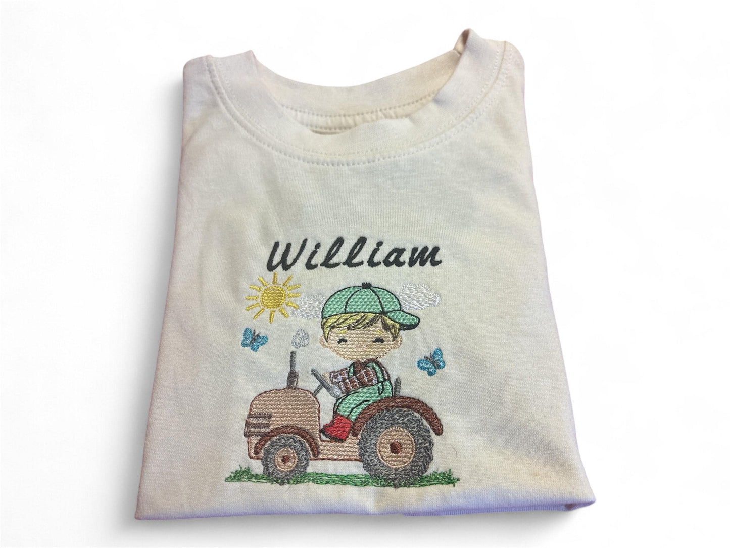 Personalised Tractor T-Shirt for Toddlers – Embroidered on 100% Organic Cotton