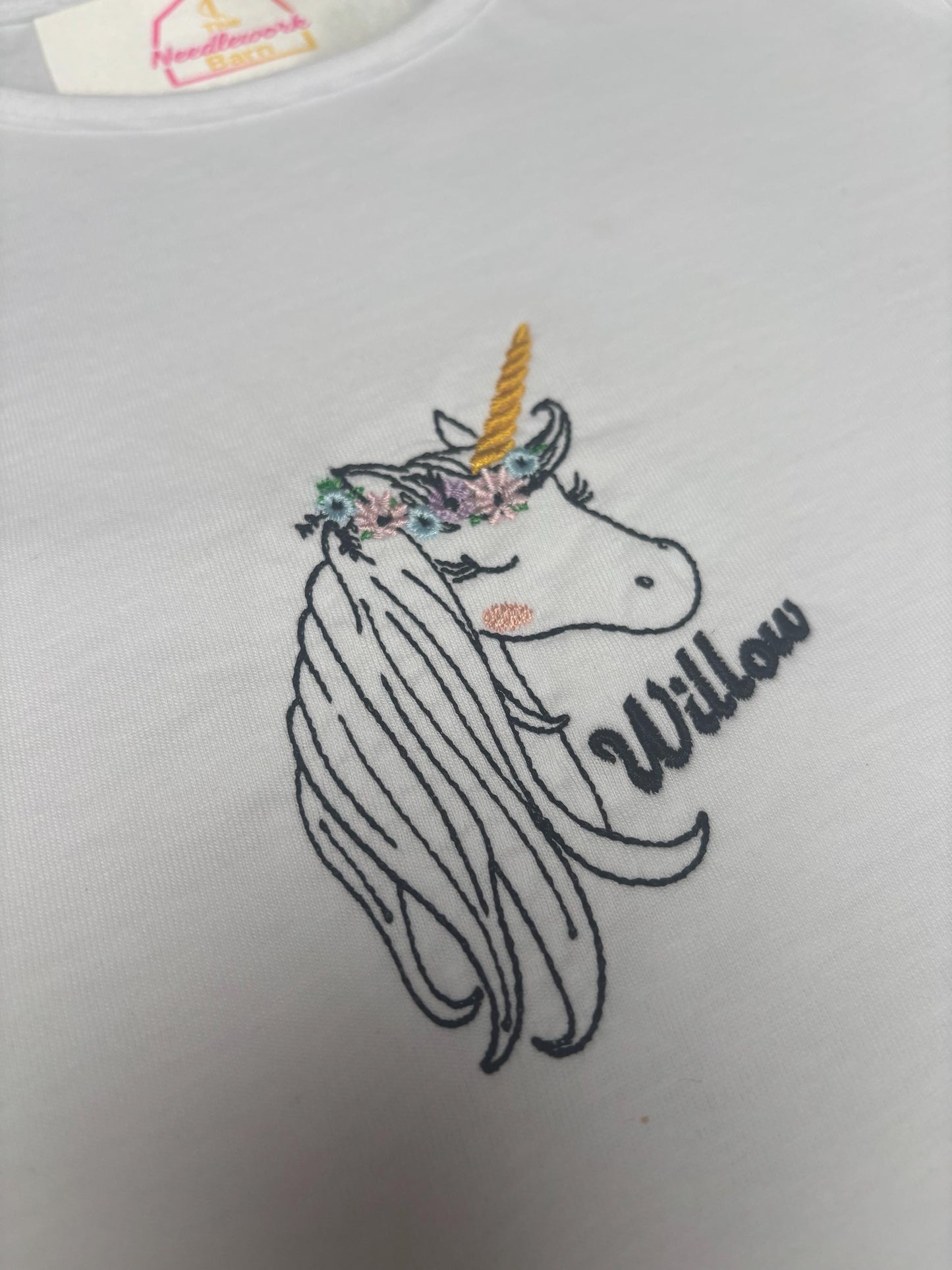 Personalised Kids Unicorn T-Shirt | Embroidered Cotton Tee | Custom Name & Age | 1–14 Years | Birthday Gift UK