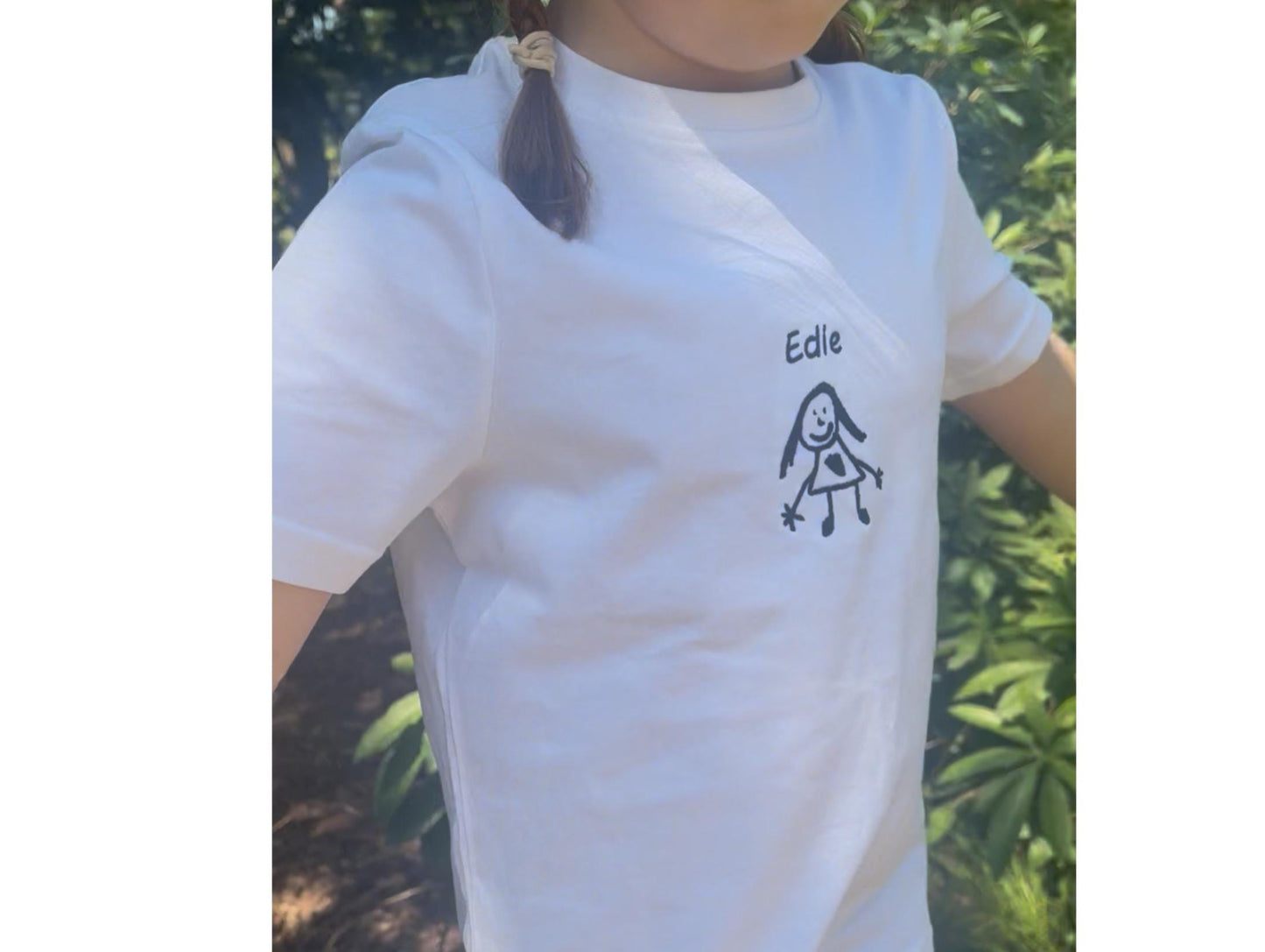 Personalised Kids Drawing Embroidered T-Shirt – Custom Child Art Shirt on 100% Cotton | Sizes 3-12yrs | Unique Gift for Kids